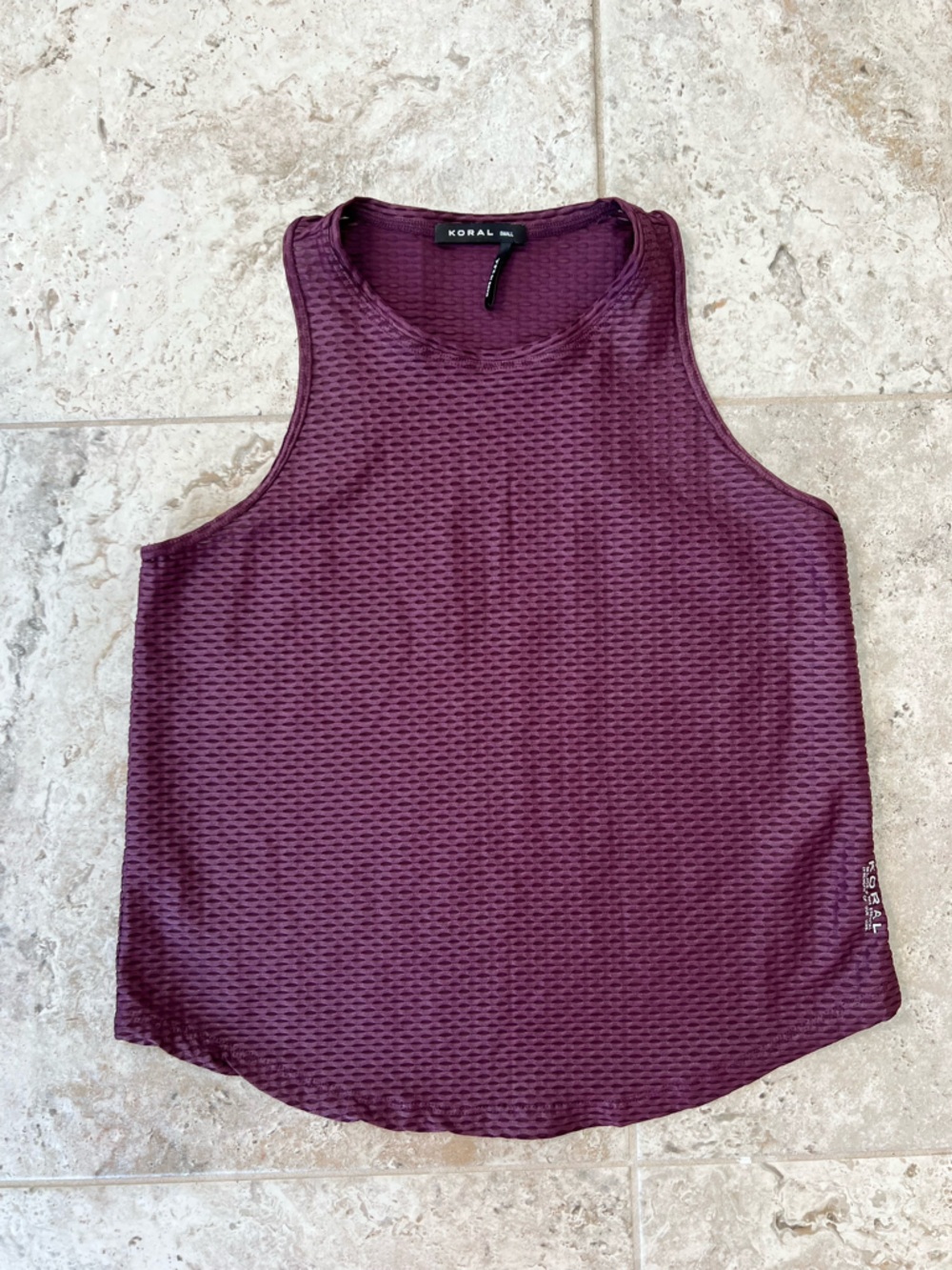 Koral x Ilana Kugel Aerate Shiny Netz Racerback Tank Top, Eggplant Purple, sz S - Picture 10 of 10
